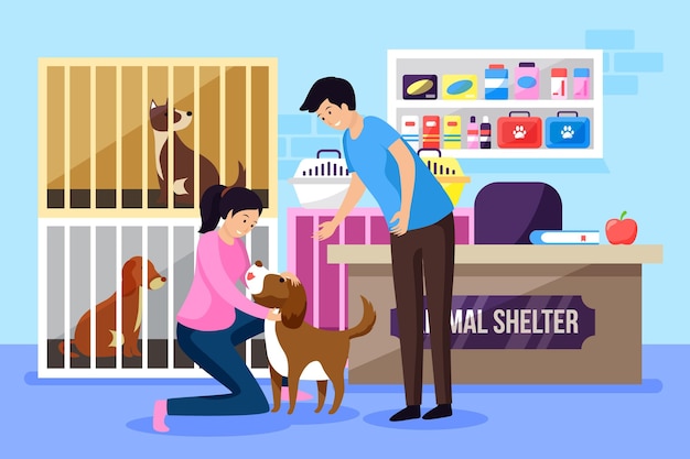 Ilustración del concepto de adoptar una mascota