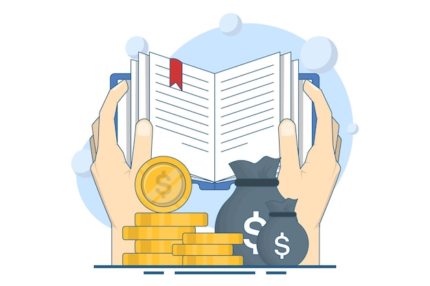 Ilustración concepto de alfabetización financiera o educación en inversiones o empoderamiento financiero