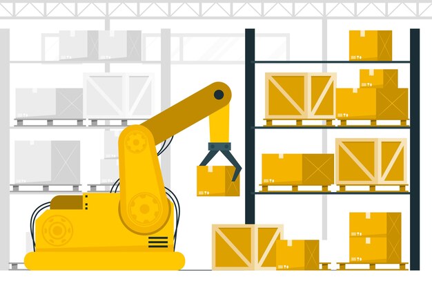Ilustración del concepto de almacén automatizado