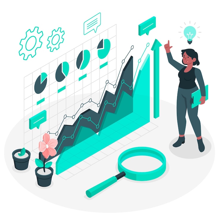 Vector ilustración del concepto de análisis de crecimiento