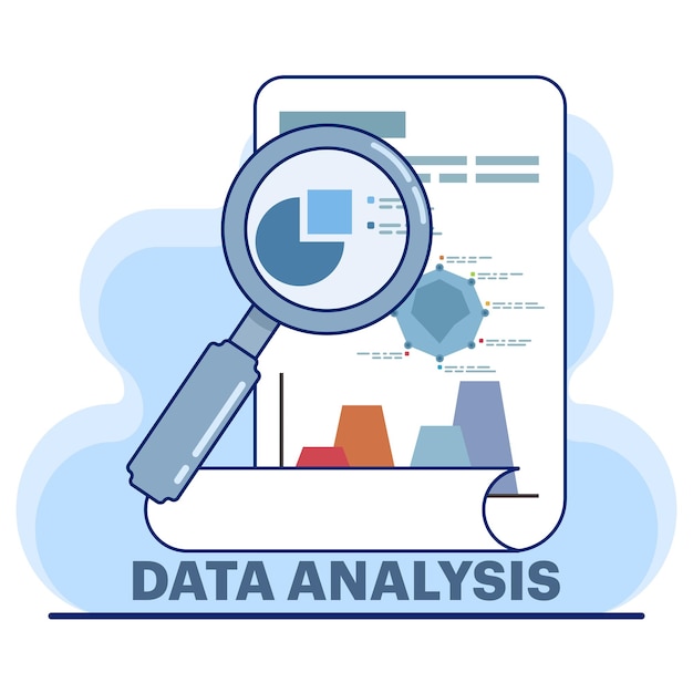 Ilustración del concepto de análisis de datos e investigación financiera utilizando el análisis de datos de las empresas financieras