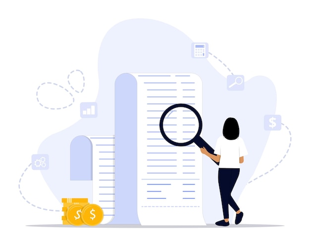 Ilustración del concepto de análisis de la factura