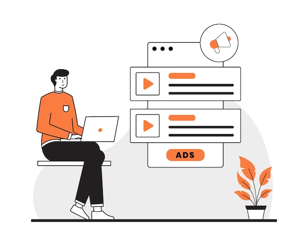 Ilustración de concepto de anuncios de video marketing