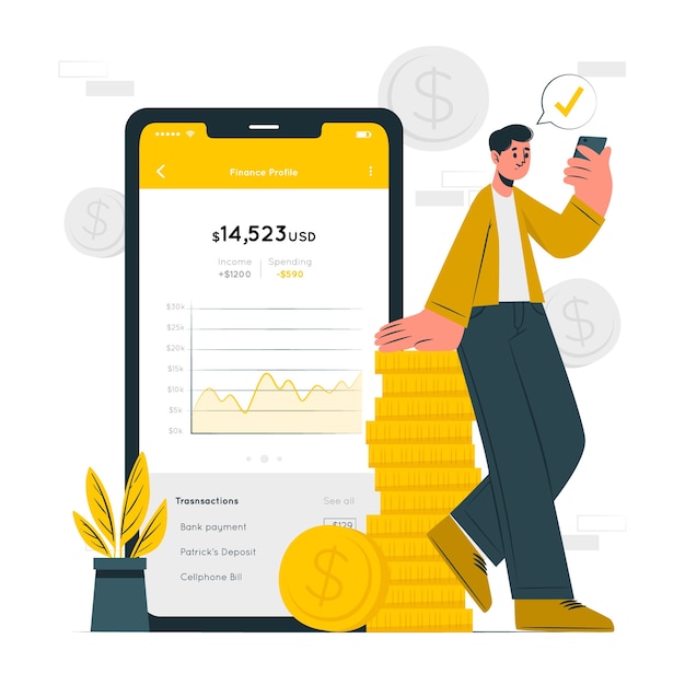 Ilustración del concepto de aplicación de finanzas