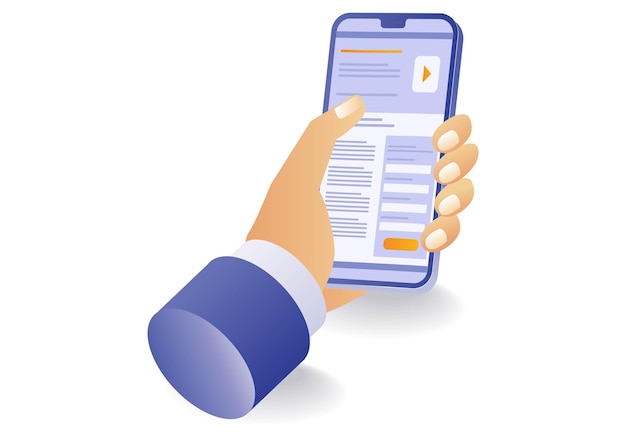 Ilustración del concepto de aplicación personal de teléfono inteligente para iniciar sesión en la cuenta web