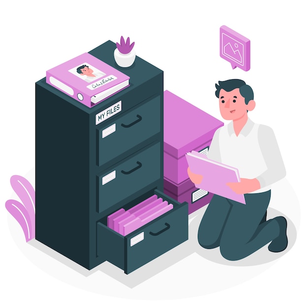 Ilustración de concepto de archivos personales