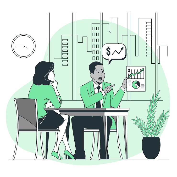 Vector ilustración del concepto de asesor financiero