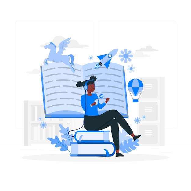 Ilustración del concepto de audiolibro