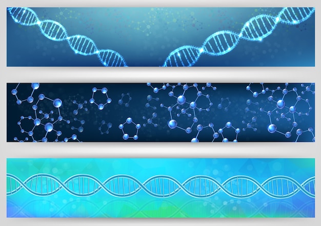 Ilustración del concepto de banner de adn y hélice de adn