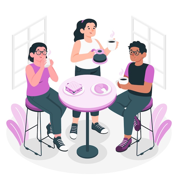 Ilustración del concepto de beber café