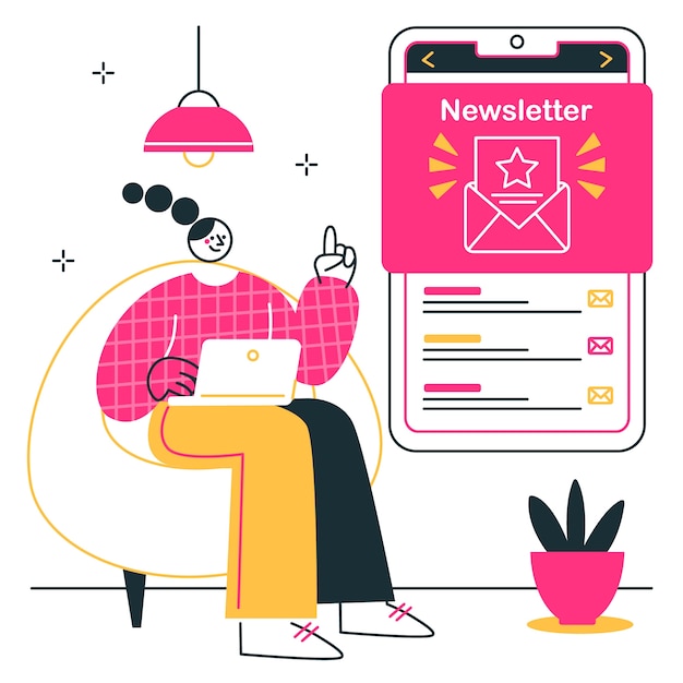 Ilustración del concepto de boletín informativo