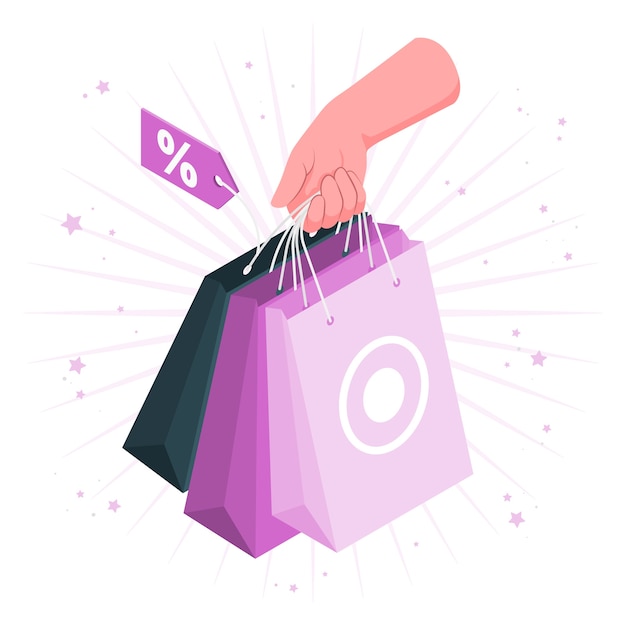 Ilustración del concepto de bolsa de compras