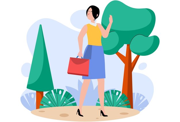 Ilustración del concepto de la bolsa de mano elegante y hermosa
