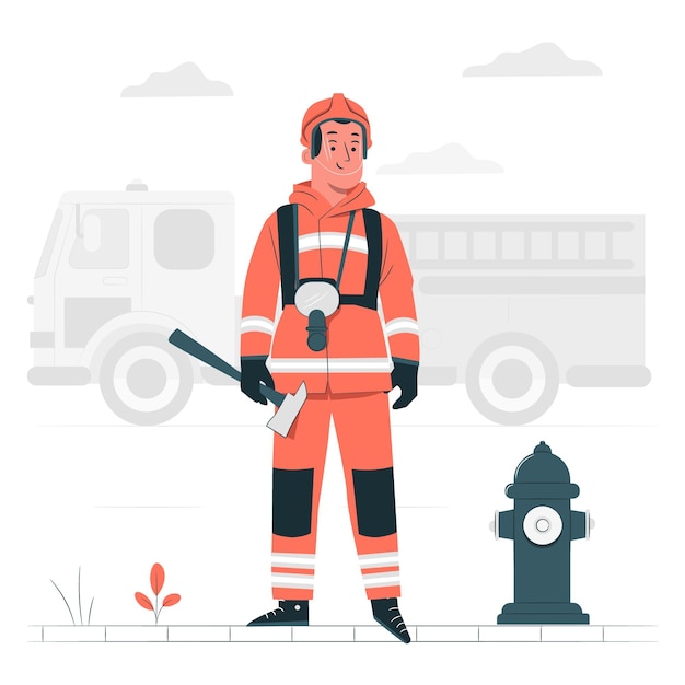 Ilustración del concepto de bombero
