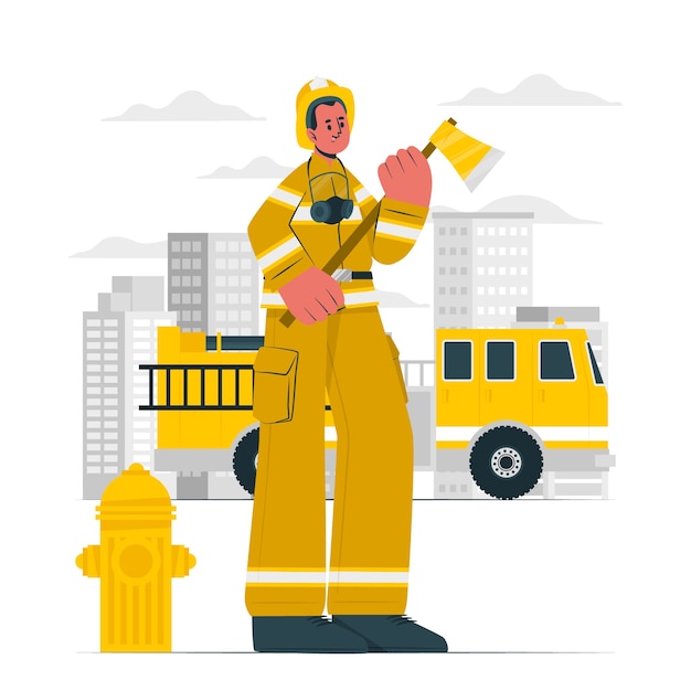 Ilustración del concepto de bombero