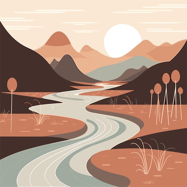 Vector ilustración del concepto de bosque de agua fluvial