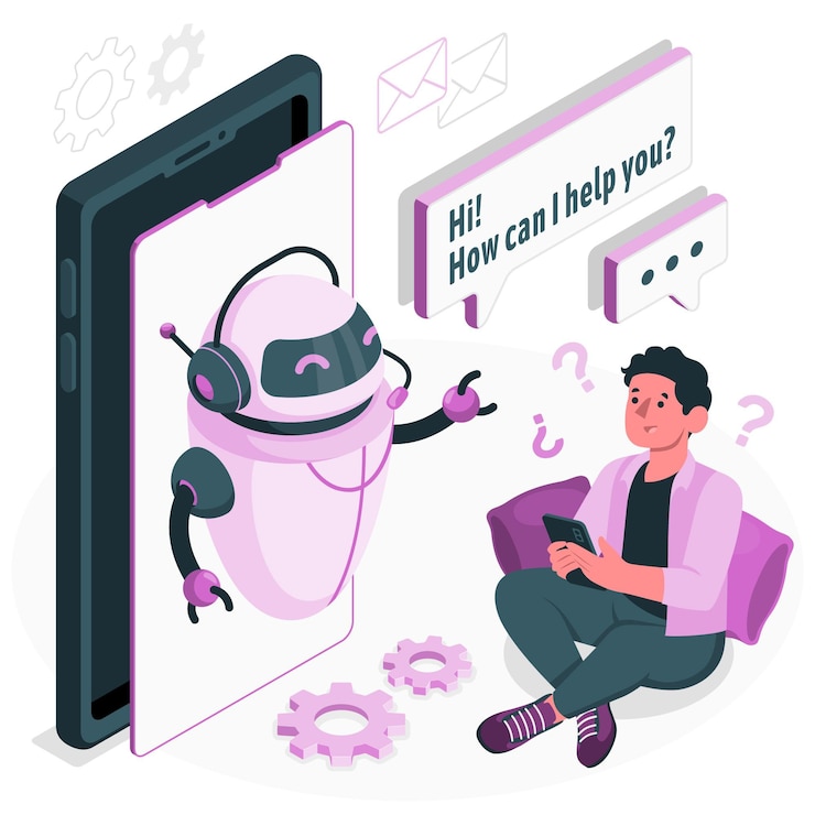 Vector ilustración del concepto de bot de chat