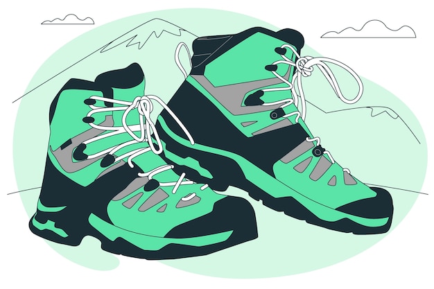 Ilustración del concepto de botas de senderismo