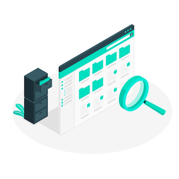 Vector ilustración de concepto de búsqueda de archivo