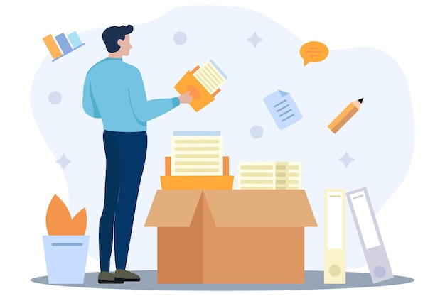 Ilustración del concepto de la caja de documentos