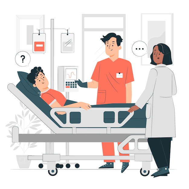 Ilustración del concepto de cama de hospital