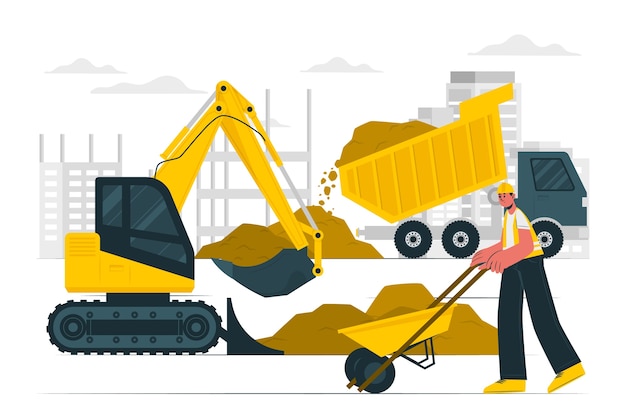 Ilustración del concepto de camión de construcción
