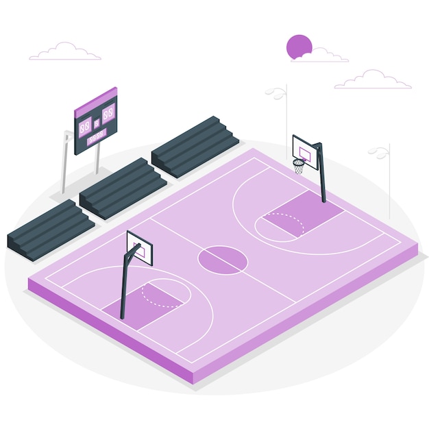 Ilustración del concepto de cancha de baloncesto