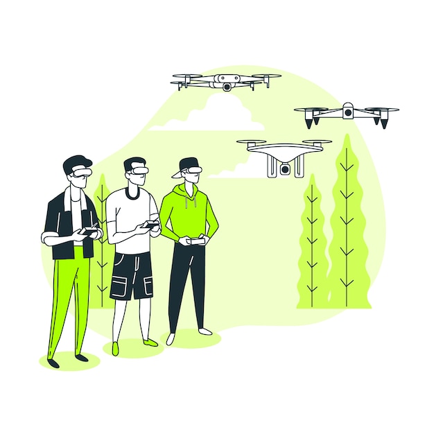 Ilustración de concepto de carrera de drones