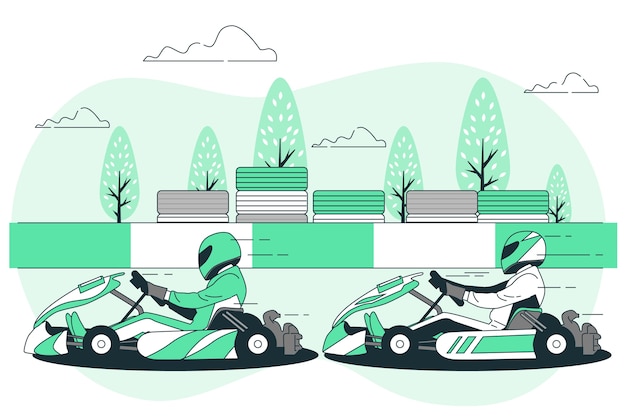 Ilustración del concepto de carrera de karting