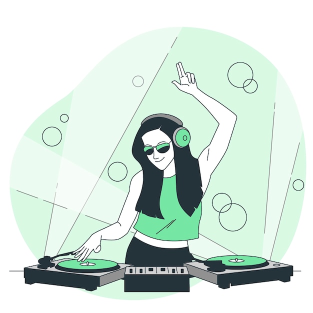 Ilustración de concepto de chica dj