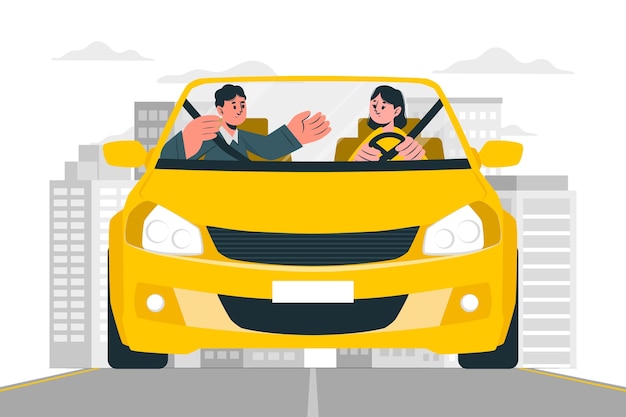 Ilustración de concepto de coche de conducción