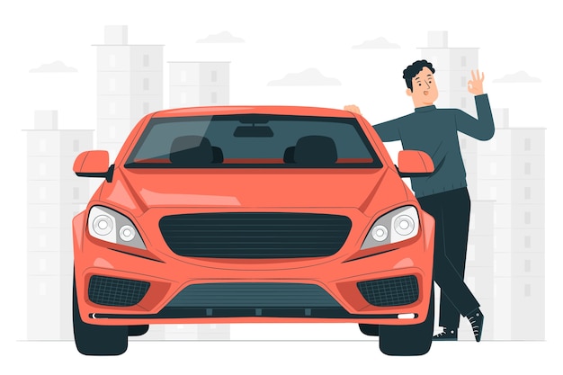 Ilustración del concepto de coche delantero