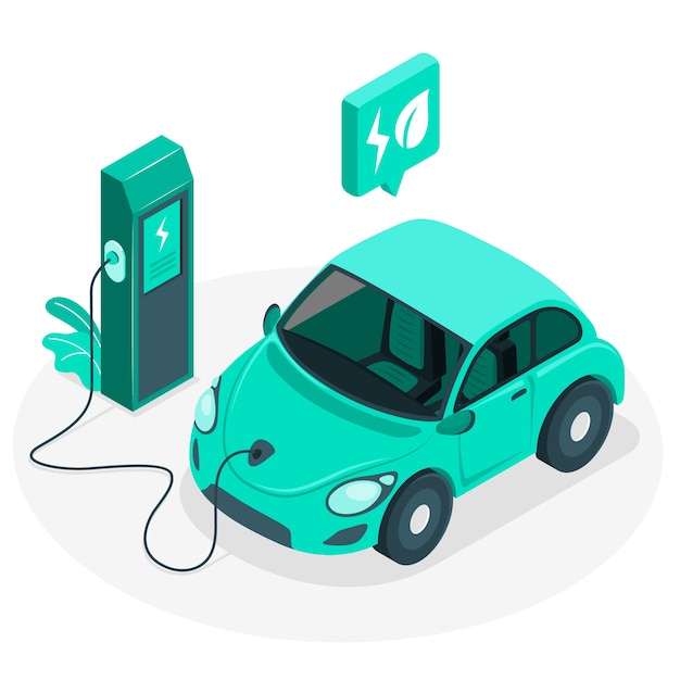 Ilustración de concepto de coche eléctrico