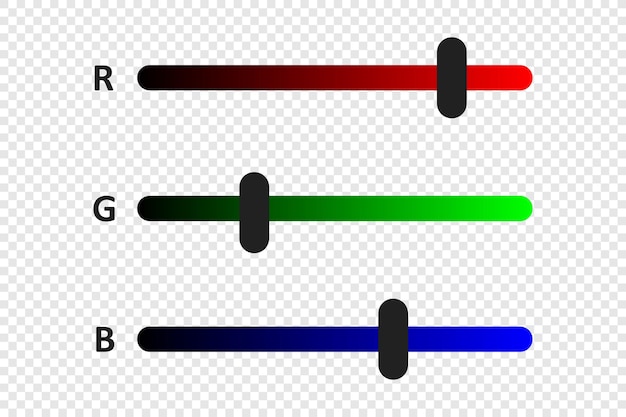 Ilustración de concepto de color Rgb Icono de barra de regla de indicador horizontal en estilo plano