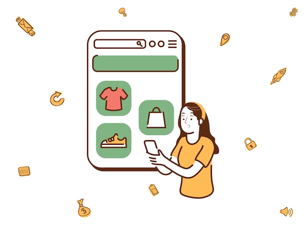 Ilustración del concepto de comercio electrónico