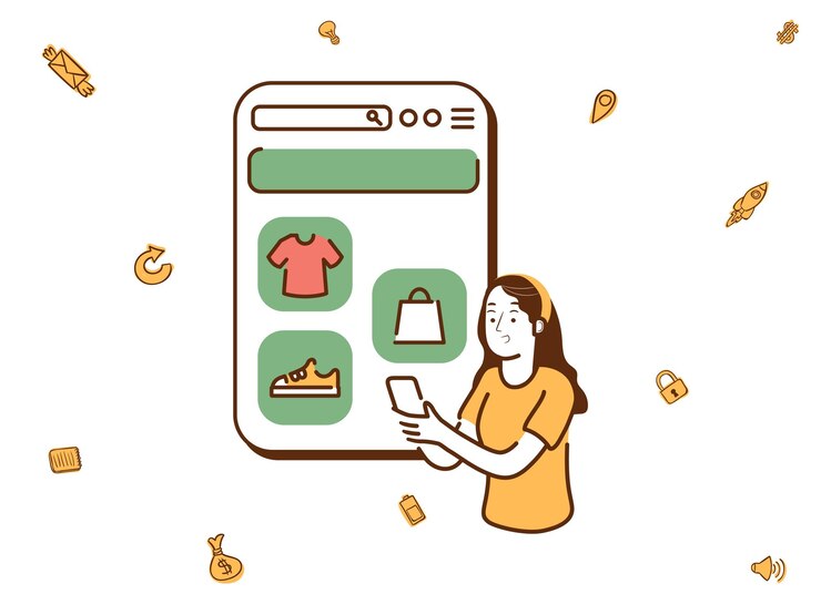 Ilustración del concepto de comercio electrónico