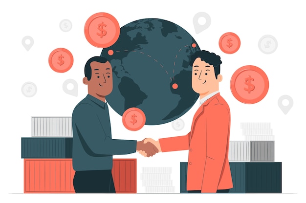 Ilustración del concepto de comercio internacional