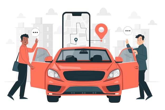 Ilustración del concepto de compartir coche