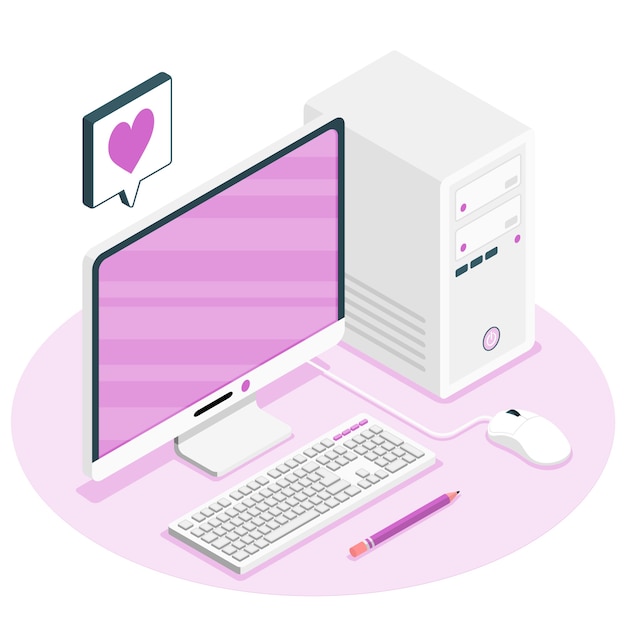 Ilustración del concepto de computadora de escritorio