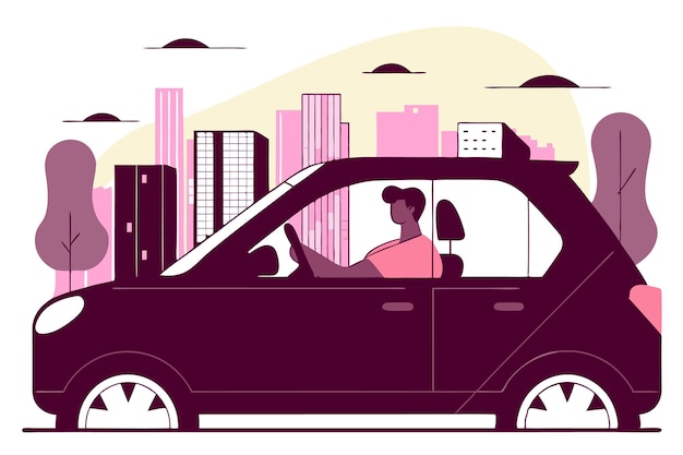 Ilustración del concepto de conductor de la ciudad sobre un fondo blanco