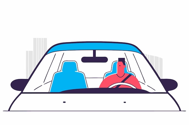 Ilustración del concepto de conductor de la ciudad sobre un fondo blanco