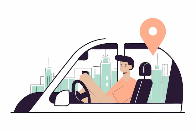Ilustración del concepto de conductor de la ciudad sobre un fondo blanco
