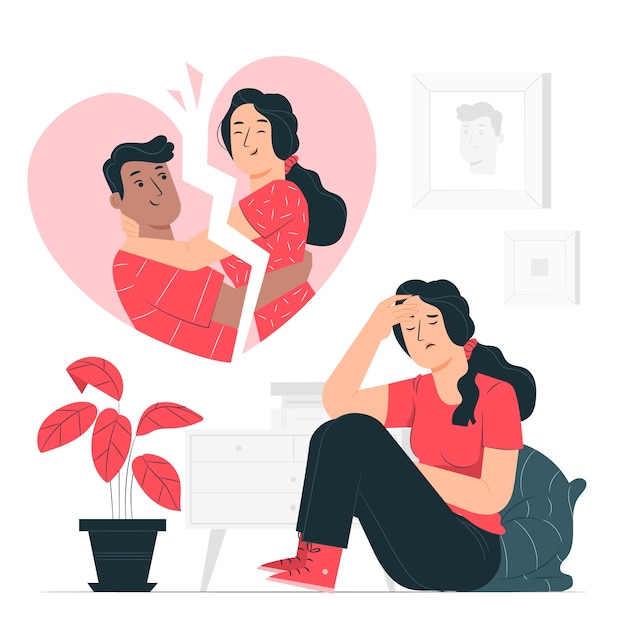 Ilustración del concepto de corazón roto