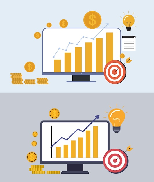 Ilustración del concepto de crecimiento financiero y éxito empresarial