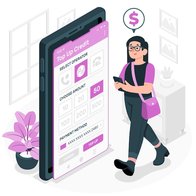 Ilustración del concepto de crédito de recarga