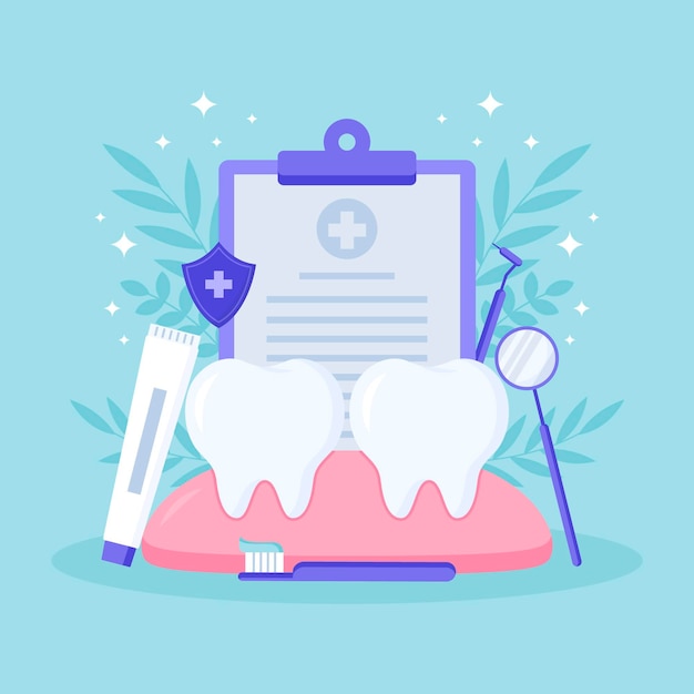 Vector ilustración de concepto de cuidado dental de diseño plano