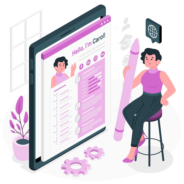 Ilustración de concepto de curriculum vitae en línea