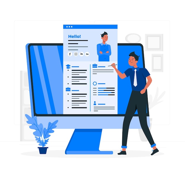 Ilustración de concepto de curriculum vitae en línea