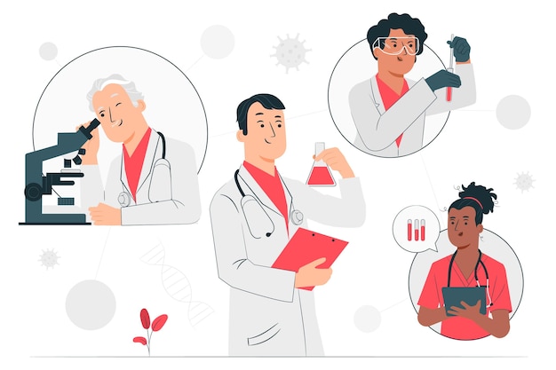 Ilustración del concepto de desarrollo de vacunas