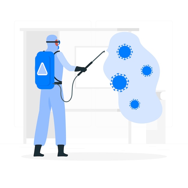 Ilustración del concepto de desinfección de virus